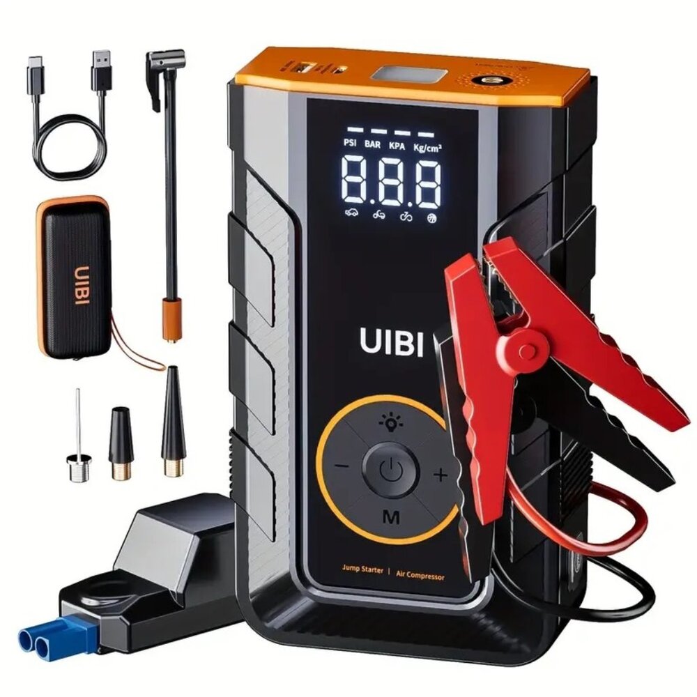 Professional 5000A Jump Starter w/ 150PSI Air Compressor, Power Bank & LED Light